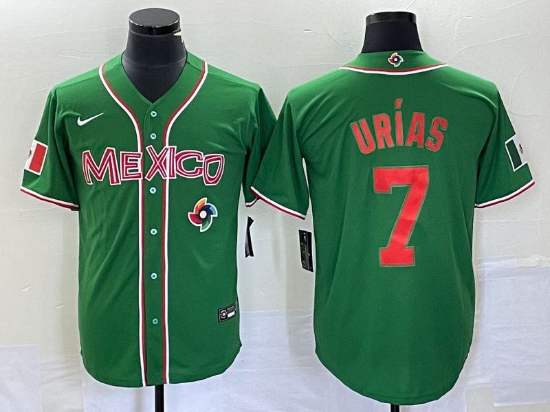 Men 2023 World Cub Mexico #7 Urias Green orange Nike MLB Jersey13->more jerseys->MLB Jersey